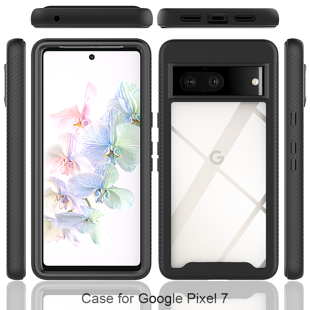 For Google Pixel 8 Pro Pixel 7 Pro Pixel 6 7A Case, Full Body Rugged Case with Built-in Touch Sensitive Anti-Scratch Screen Film Protector, Soft TPU Bumper Case Hybrid Gradient Transparent Soft TPU Clear Skin Cover