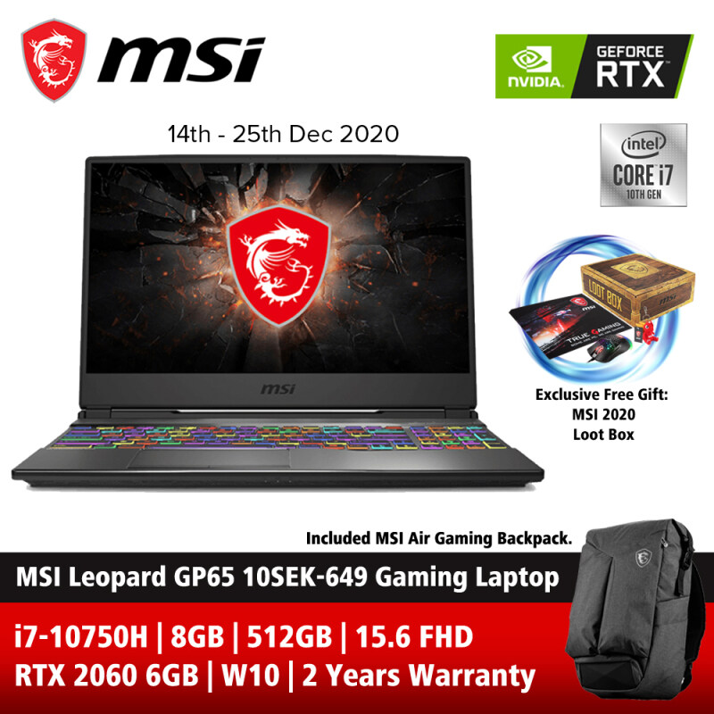 MSI Leopard GP65 10SEK-649 15.6 FHD 144Hz Gaming Laptop ( i7-10750H, 8GB, 512GB SSD, RTX2060 6GB, W10 ) Malaysia
