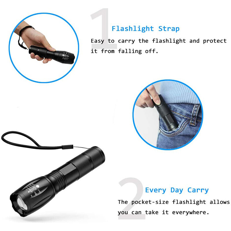 LED Flashlight T6 Tactical Flash Light Mini Torch Lanterna Zoomable Waterproof Flashlight Bike