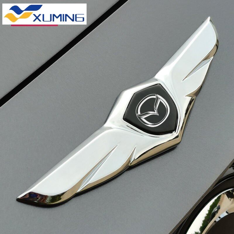 For mazda car front hood ornaments bonnet metal decoration logo angel wings stickers fit 3 2 cx-30 cx-3 cx-8 bt-50 cx-5 6 biante cx-30 cx-8 accessories