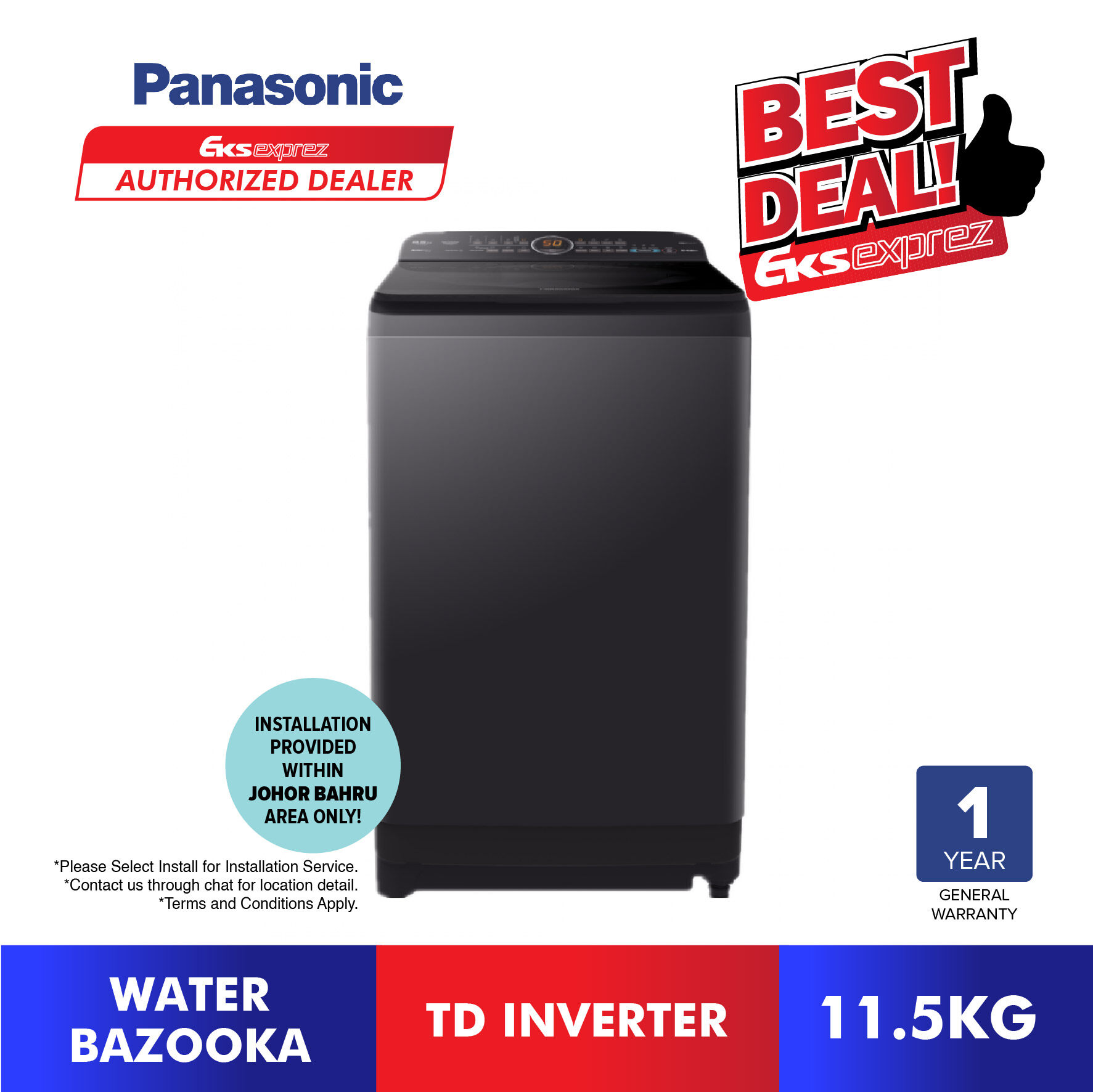 Panasonic Top Load TD Inverter Washing Machine (11.5kg) NAFD11AR1BT