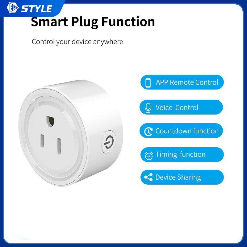 EL style Tuya 10A WiFi Smart Plug Socket Remote Control Home Appliances without Battery Statistics Works with Alexa Goo-gle Home (No Hub Required) US Smart Home