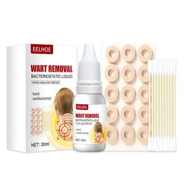 2024 Skin Tag Warts Remove Serum Herbal Liquid Acne Pimple Genital Warts Foot Corn Medical Antibacterial Treatment Patch Sticker Skin
