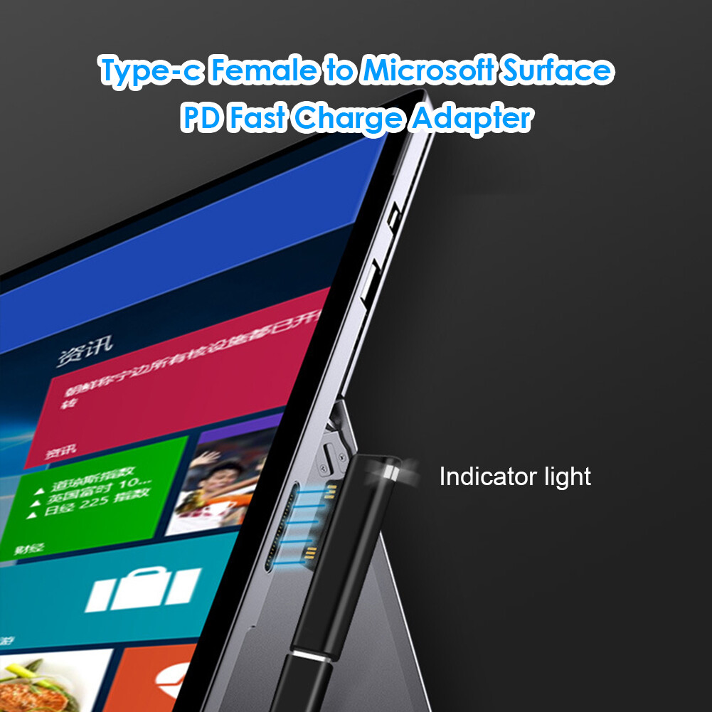 Charging Power Adapter Type C Power Adapter USB C Type Female PD Connector for Surface Pro 3 4 5 6