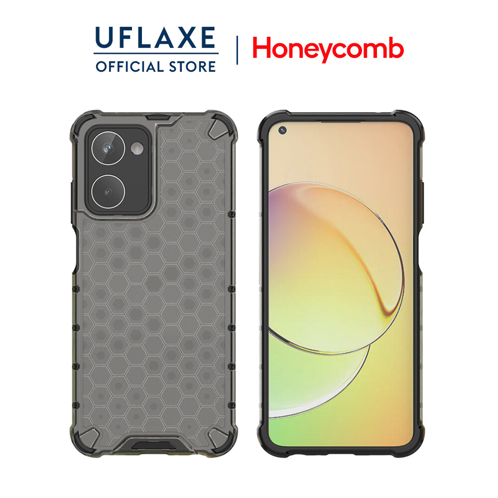 UFLAXE Honeycomb Shockproof Hard Case for Realme 10 / Realme 10 Pro / Realme 10 Pro Plus Full Protection Clear Translucent Case Durable Back Cover anti-shock Protective Casing