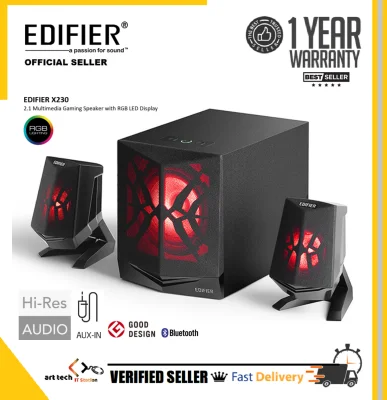Edifier X230 - Bluetooth 2.1 Gaming Multimedia Speaker System | AUX | RGB Lighting | DSP
