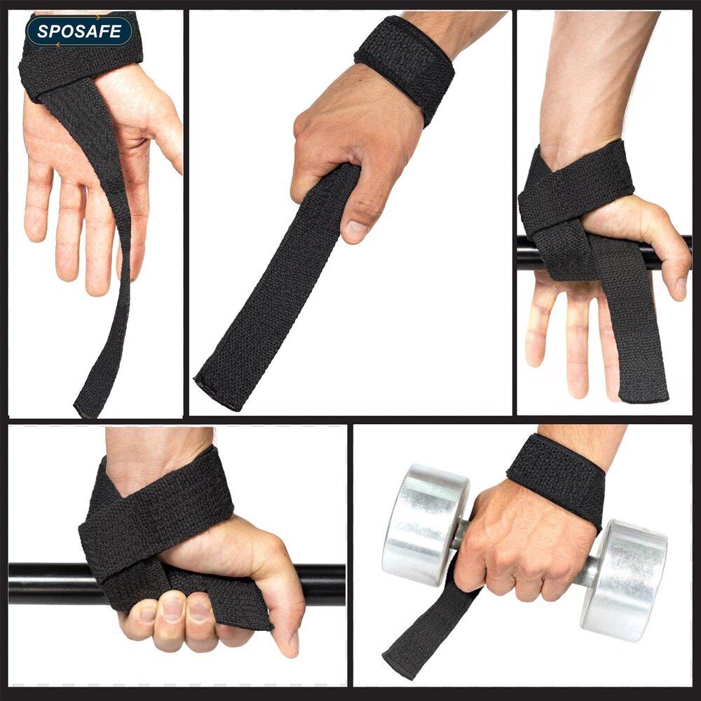 Sposafe 1Pair 60cm 4cm Lifting Wrist Straps with Wrist Padded and Anti Skid Silicone Lifting Straps for Weightlifting Bodybuilding Xfit Strength Training gym strap for for Deadl Lazada PH