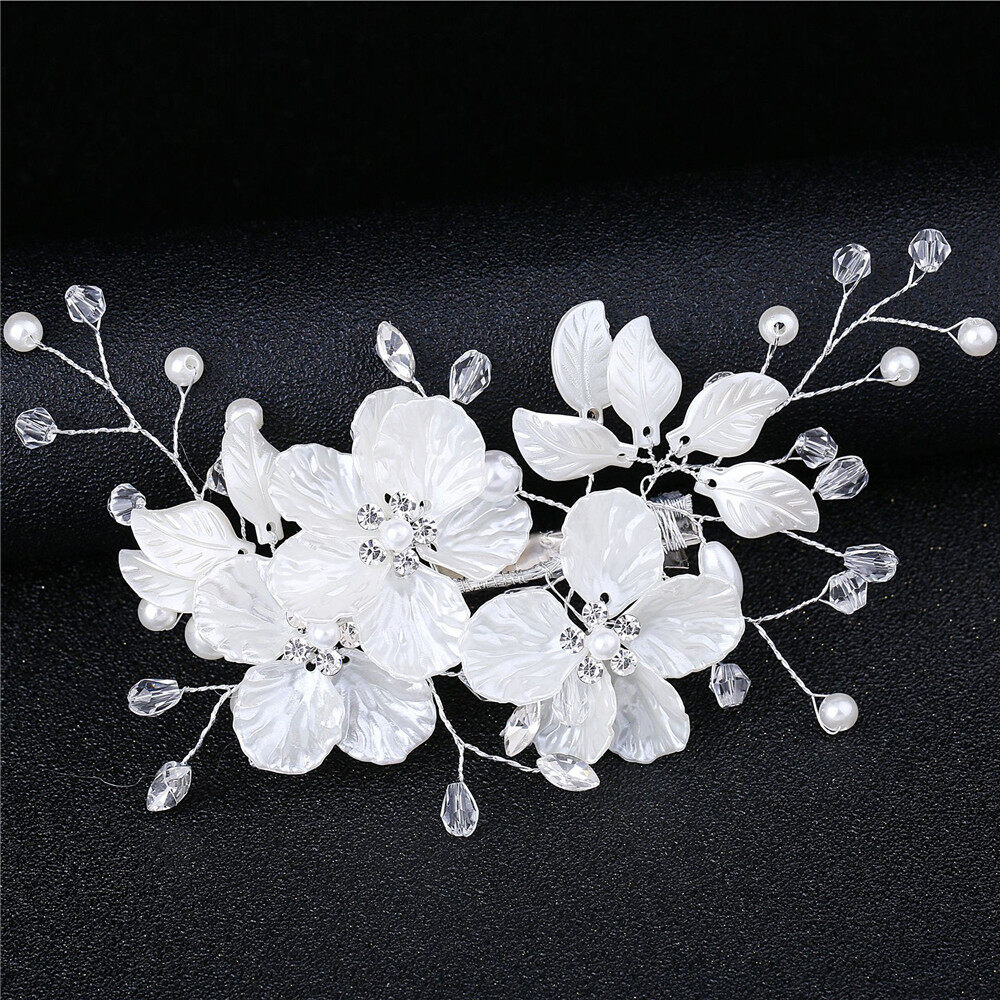 Fashion Floral Style Barrette Crystal Pearl Hair Accessories Bridesmaid Tiara Hair Combs Flower Hair Pin Bridal Clips