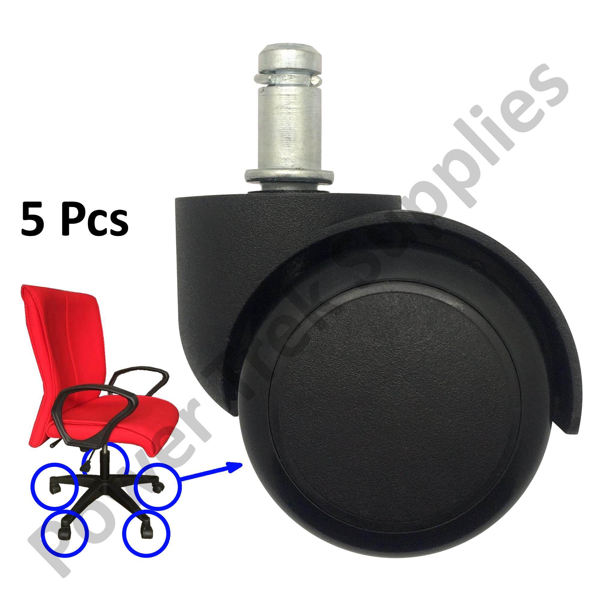 Office Chair Caster Pu Rubber Wheel Set Of 5 Pcs