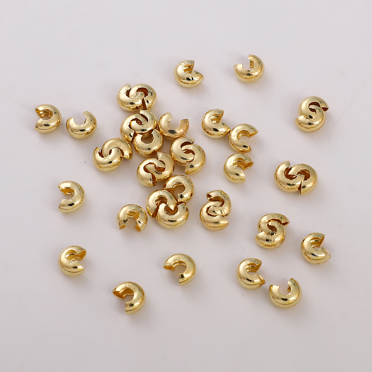 10pcs 14K Gold/Platinum/Silver Plated Open Crimp Beads Covers Crimp End Beads Stopper Supplies For DIY Jewelry Making Accessories