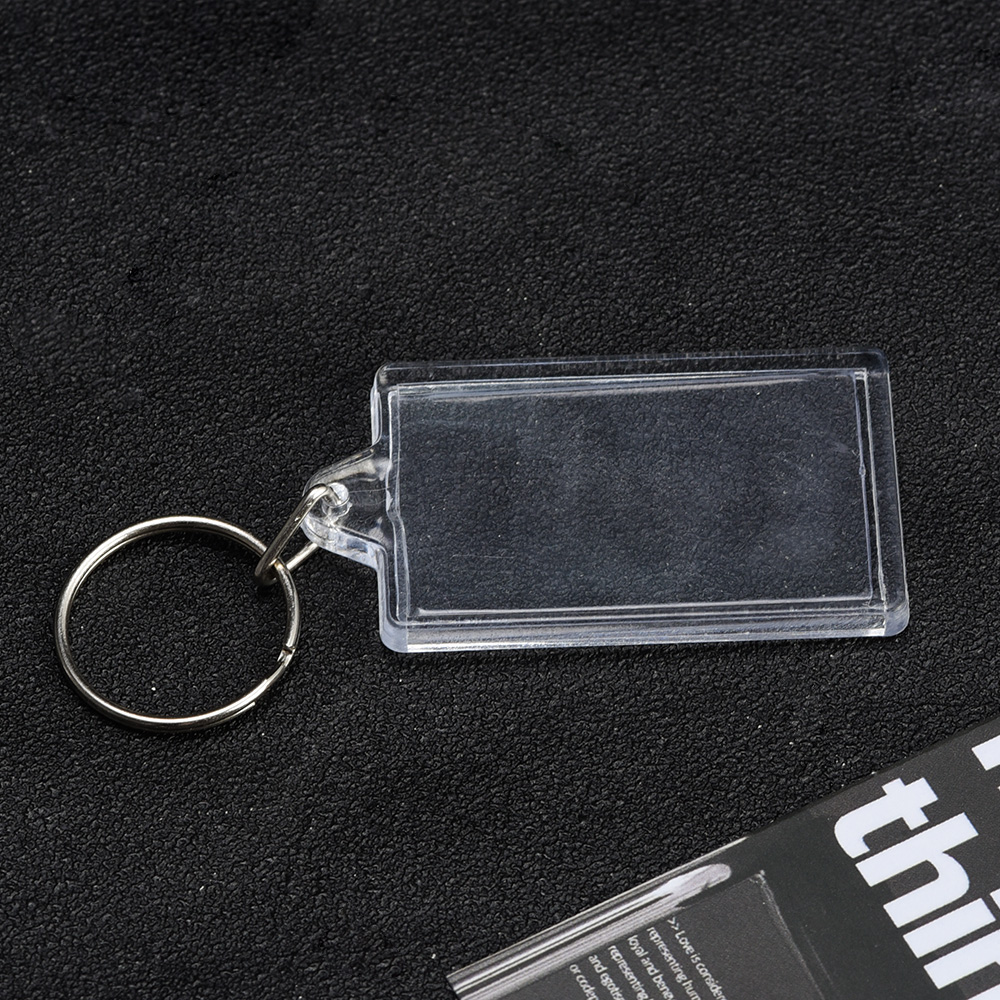 Thời trang Khung ảnh sáng tạo Keychain Acrylic hình chữ nhật chèn hình ảnh khung Keyring Móc treo chìa khóa DIY chia Mặt dây chuyền Nhẫn quà tặng
