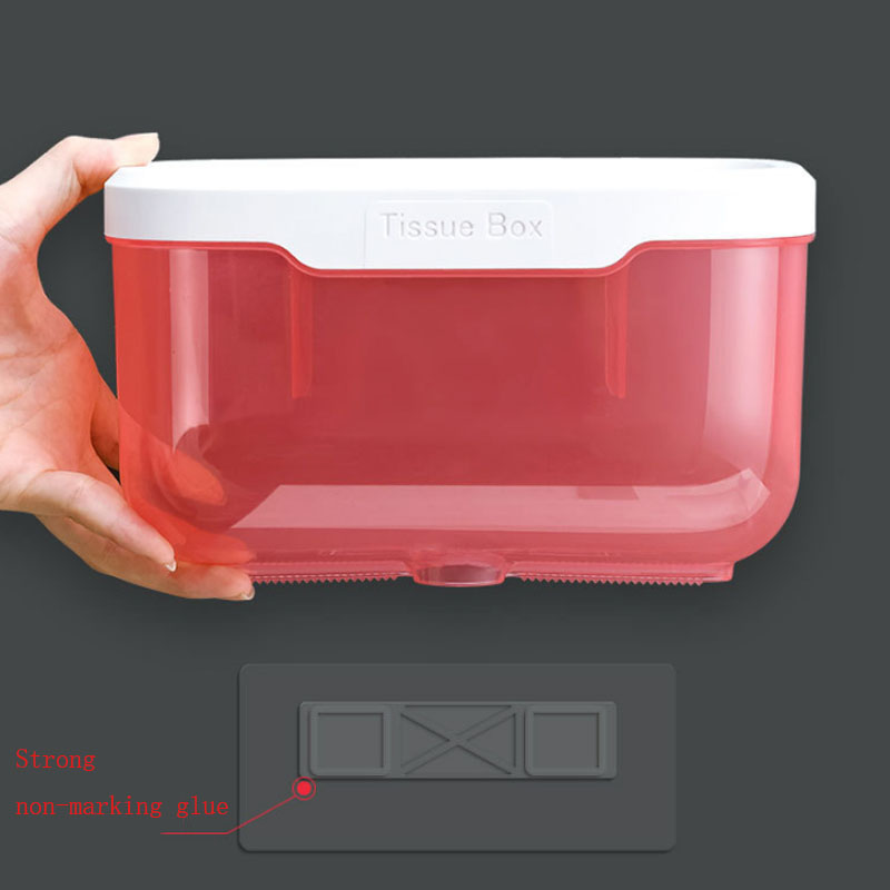 Tissue box transparent non-perforated wall-mounted toilet tissue box creative simple waterproof and moisture-proof toilet pumping box