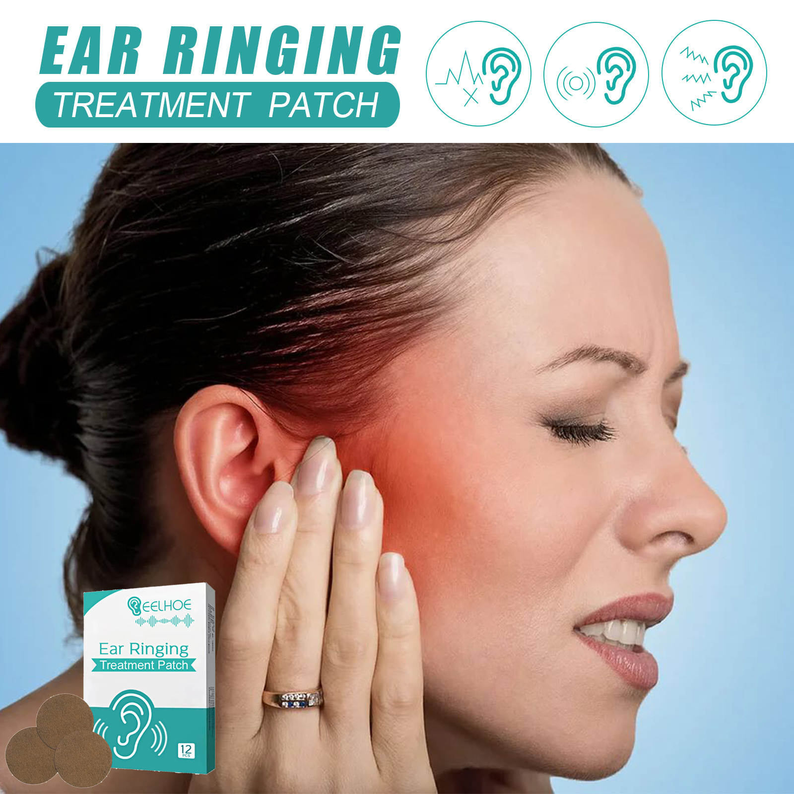 Eelhoe Miếng Dán Điều Trị Ù Tai Miếng Dán Giảm Triệu Chứng Ù Tai Sưng Tai Điếc Miếng Dán Bấm Huyệt Đau Đầu Đau Tai Chóng Mặt Miếng Dán Điều Trị Ù Tai Đau Tai Tai Lưng Khiếm Thính Miếng Dán Điều Trị Ù Tai (12 Cái/hộp)