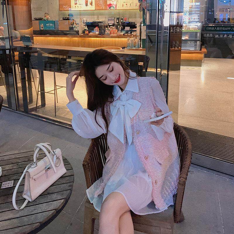 Women's Small Fragrance Coat Pink Vest Suit Two-piece Autumn 2022 New Women's Fashion Dress Suit for Ladies