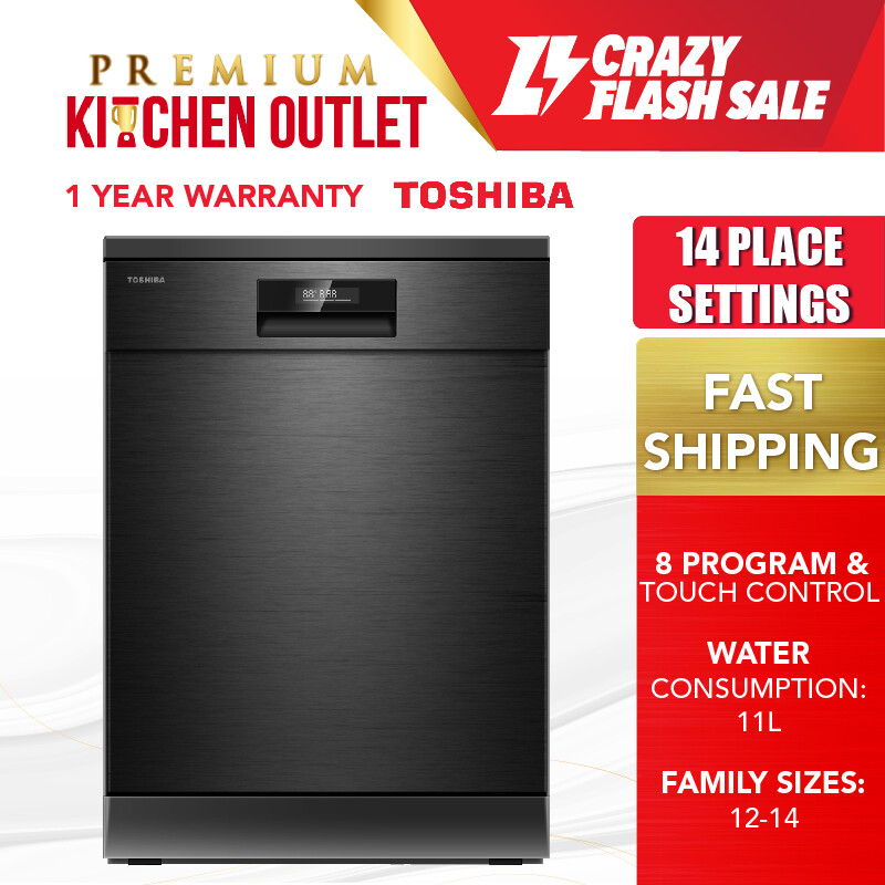Toshiba 14 Place Setting Free Standing Dishwasher DW14F2 UV Led