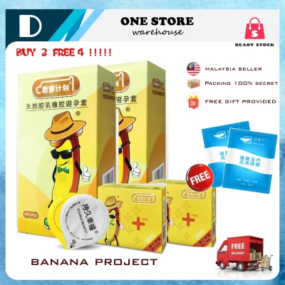 One Store-[Ready Stock] COMBO X2 Banana Project 0.02mm Ultra Thin Delay Condom 10pcs FREE lubricants (Free 3 Delay Wipes)正品 香蕉计划 避孕套 0.02装超薄男用安全套防早泄