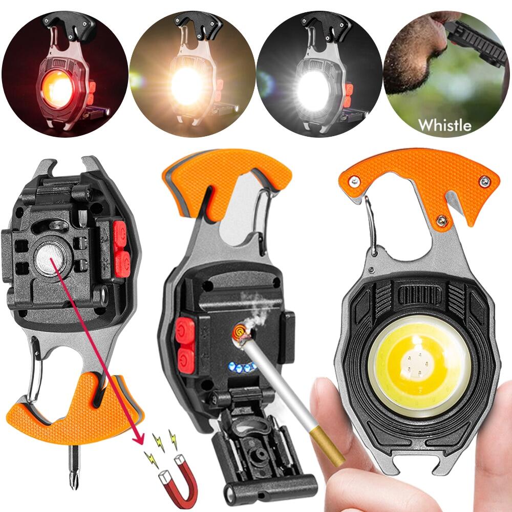 Cuguu cob work light multi-function rechargeable flashlight 3 gear screwdriver LED lamp key chain for camping