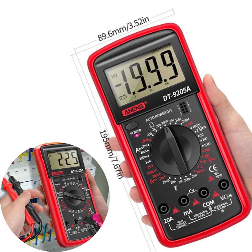 9205A Digital Multimeter Handheld High Precision Multimeter Electrician Test DC Voltage Ammeter Electrician Tool