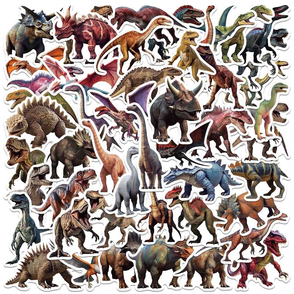 50pcs/set Cool Cartoon Animals Dinosaurs Stickers DIY Waterproof Graffiti For Laptop Water Bottle Luggage Notebook Phone Vinyl Decals