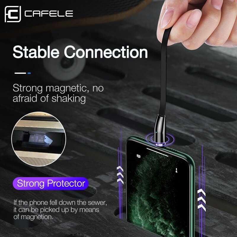 {hot} Cafele Retractable Magnetic USB Cable For iPhone Charger Micro USB Type C Cable For Huawei Xiaomi Samsung S10 3A Fast Charging