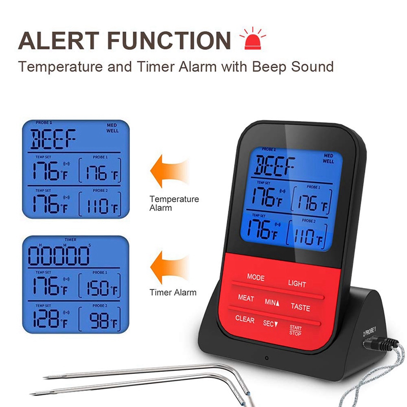 Remote Control Cooked Chicken Wireless Remote Meat Thermometer Instant Read Digital Kitchen Cooking ...