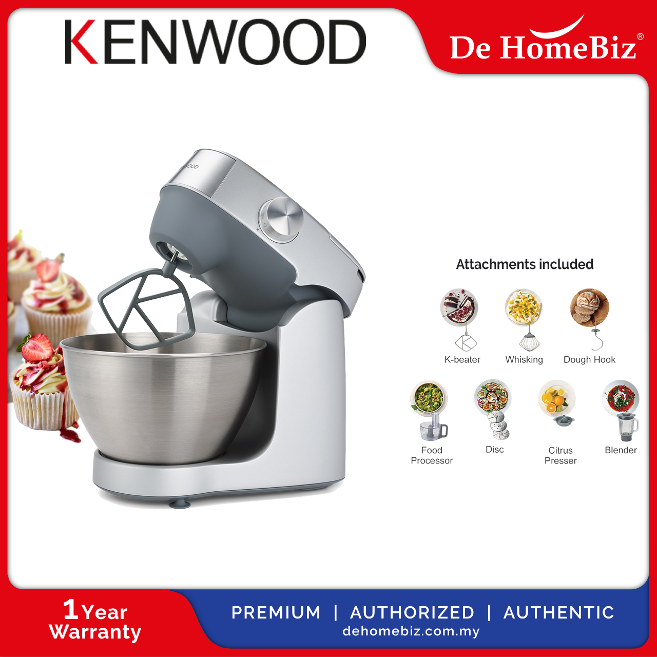 KENWOOD KHC29.J0SI Prospero+ Compact Stand Mixer Kitchen Machine 4.3L ...