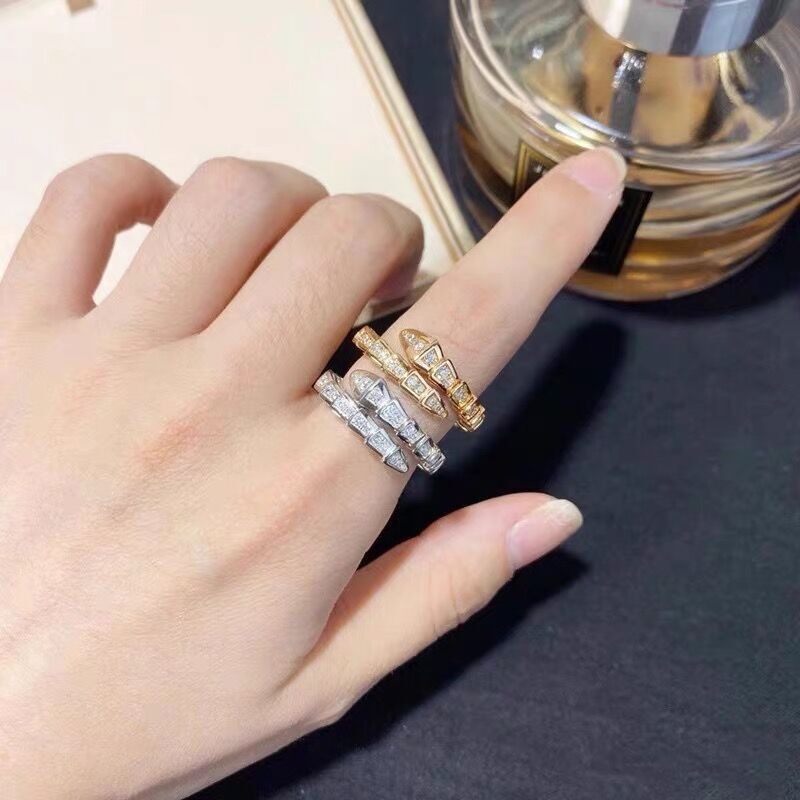 Snake Bone Ring 925 Sterling Silver Plated 18k Open Full Diamond Snake Ring
