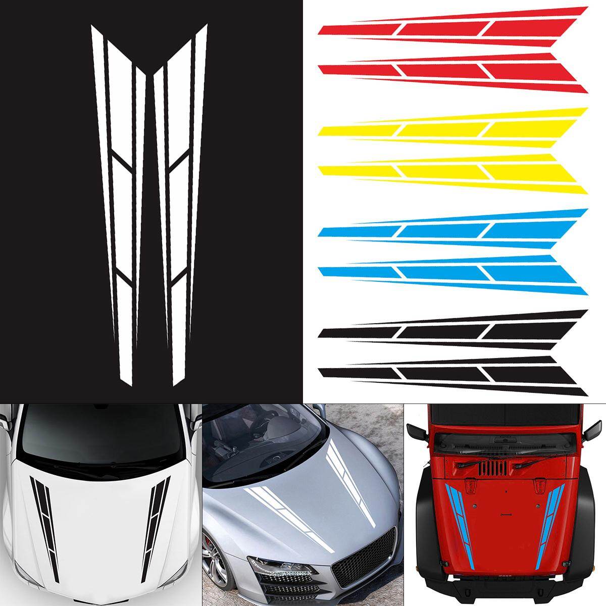 2pcs PVC Decorate Stripe Car Decal Car Hood Stickers Creative Anti Scratch Stickers(Black)