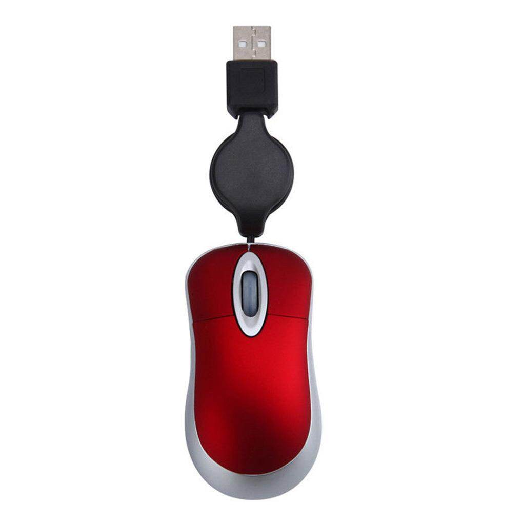 Lovely Mini Wired Mouse Retractable USB Cable Ergonomic Office Computer PC Laptop Gaming Mice