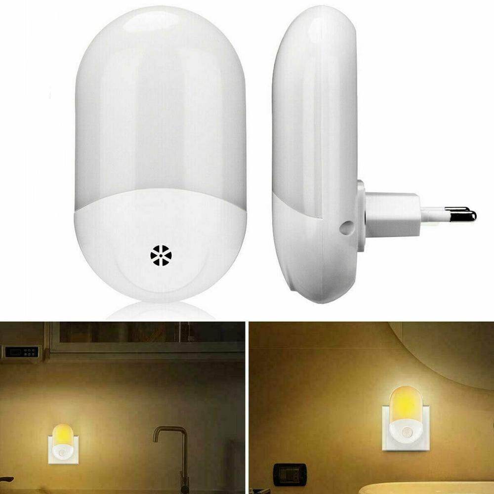 Automatic led night light wall plug in dusk to dawn sensor light lamp warm white uk/eu plug