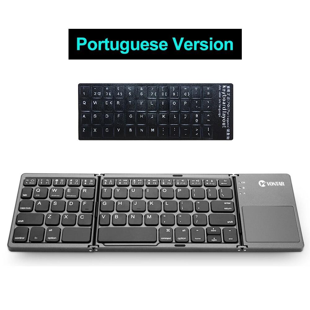 Folding Mini Wireless Bluetooth Keyboard English/N/Spanish/Arabic/Hebrew/Portugues With Touchpad For Windows, Andro, IOS