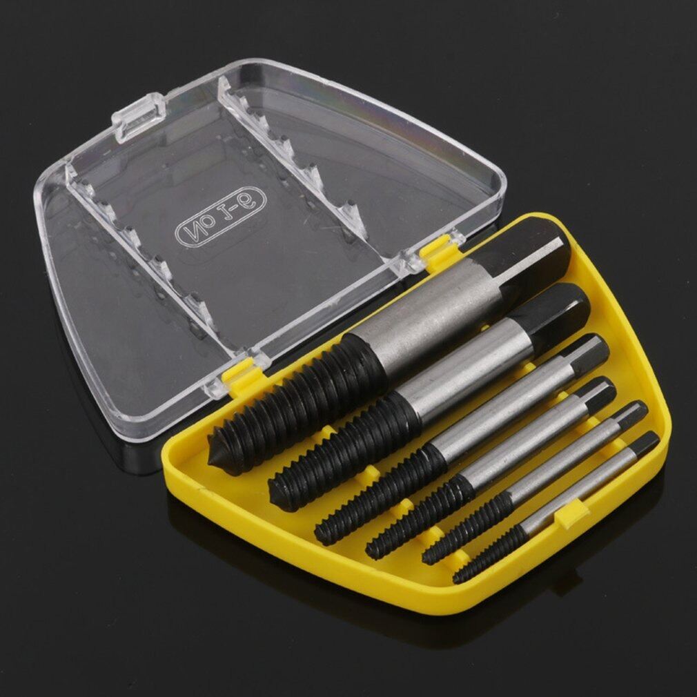 6PCS Damaged Screw Extractor Drill Bit Set Broken Bolt Remover Threading Hand Tools Kit With Box Hex Shank Alloy Steel