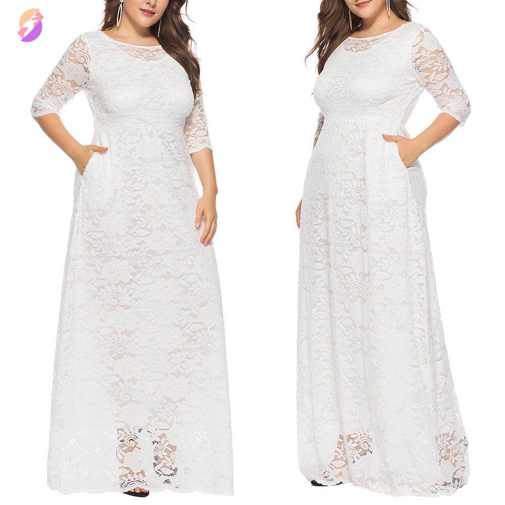White Plus Size Beautiful Lace Wedding Gown Formal Dress XXL 3XL 4XL