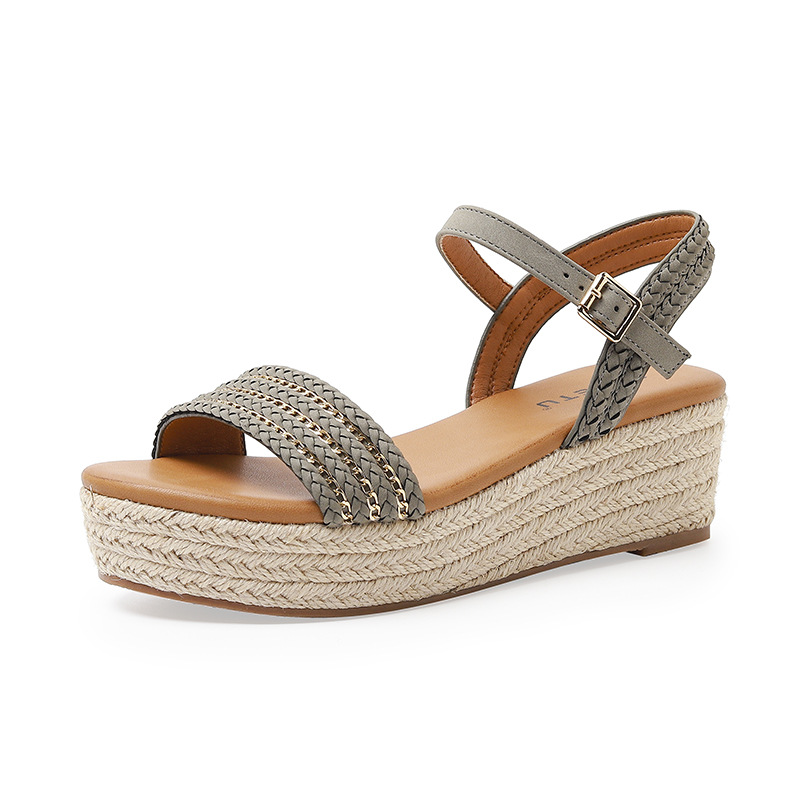 Summer Simplicity Women's Comfortable Platform Low Heel Wedge Sandals with Hemp Rope