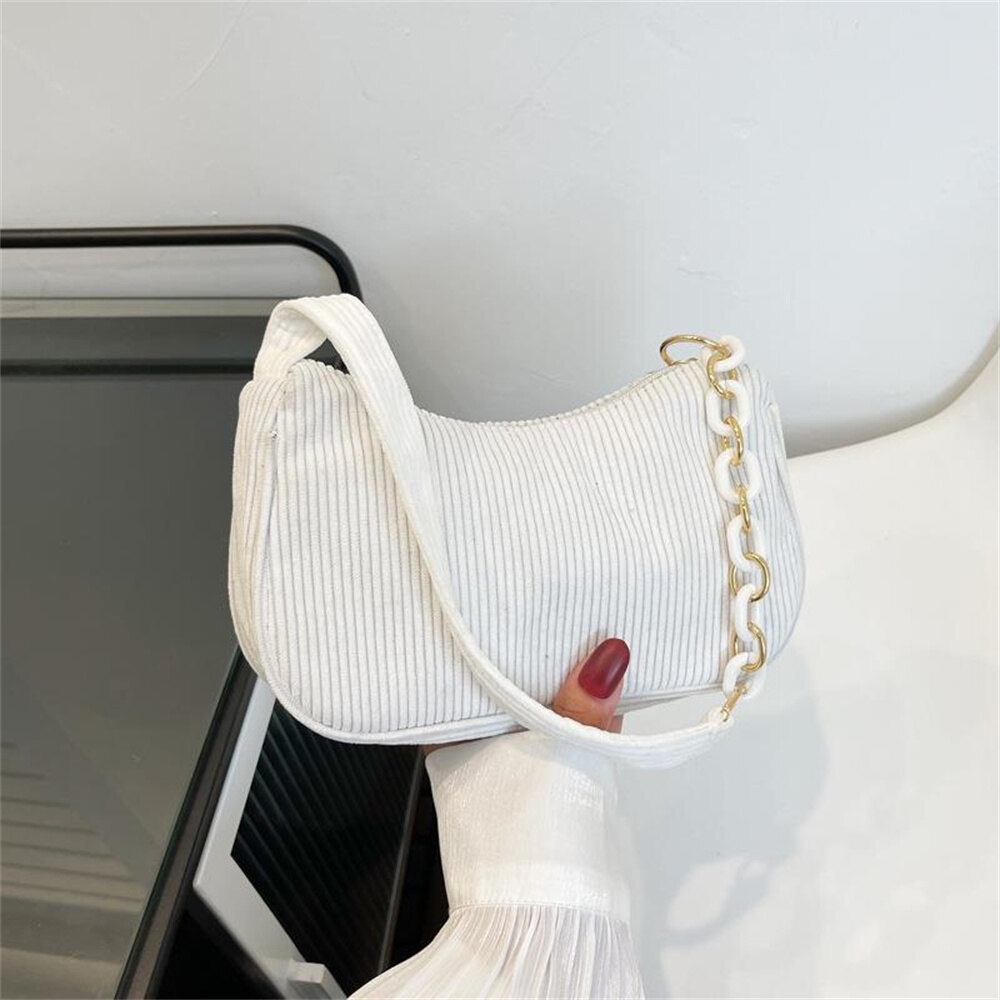 Fashionable Handbag For Women Colorful Shopping Tote Corduroy Shoulder Bag Solid Color Shopping Bag Versatile Tote Bag