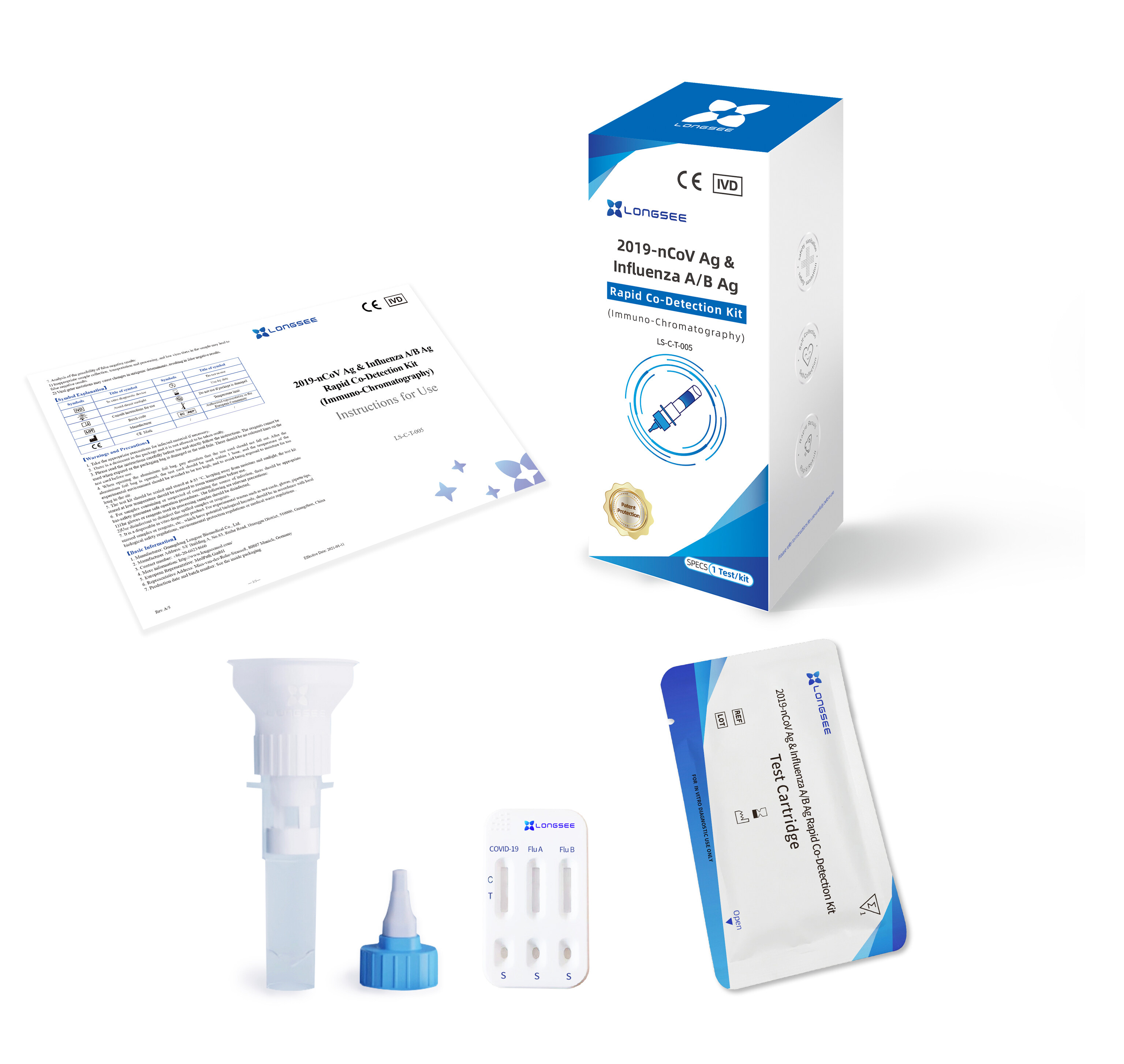 COVID + INFLUENZA A+B LONGSEE 3in1 COVID Rapid Co-Detection Kit READY ...