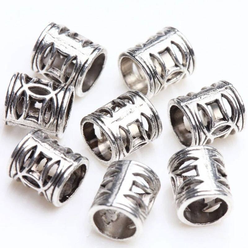 100PCS 7X6mm Metal Zinc Alloy Hollow Spacer Tube Beads For Jewelry Making Antique Silver Wholesale DIY Bracelet Accesories