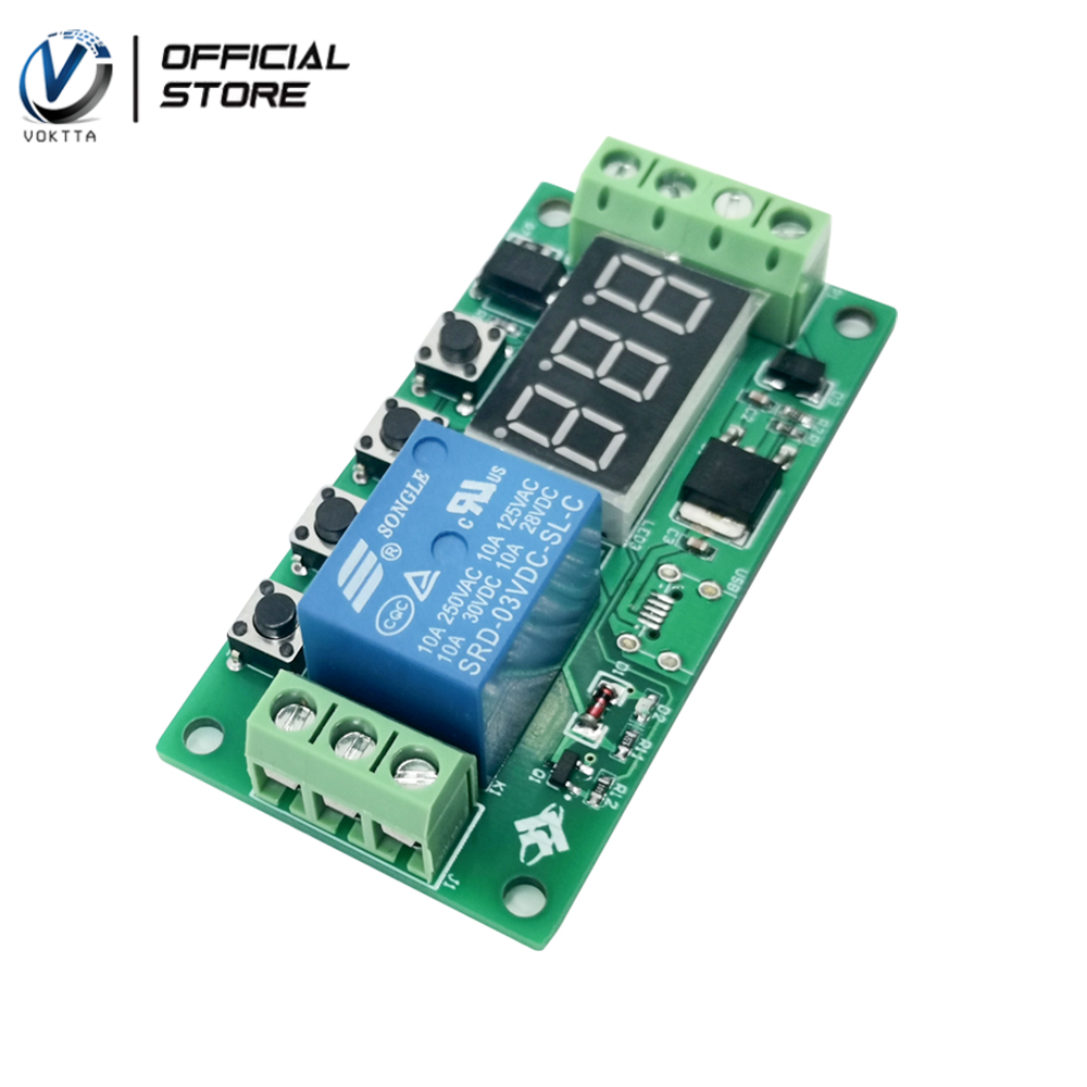 VOKTTA Mô-đun Công Tắc Mạch Rơ Le Thời Gian Trễ Hiển Thị Kỹ Thuật Số LCD 5V-30V Công Tắc Độ Trễ Rơ Le Thời Gian Chu Kỳ Có Thể Điều Chỉnh Tự Làm