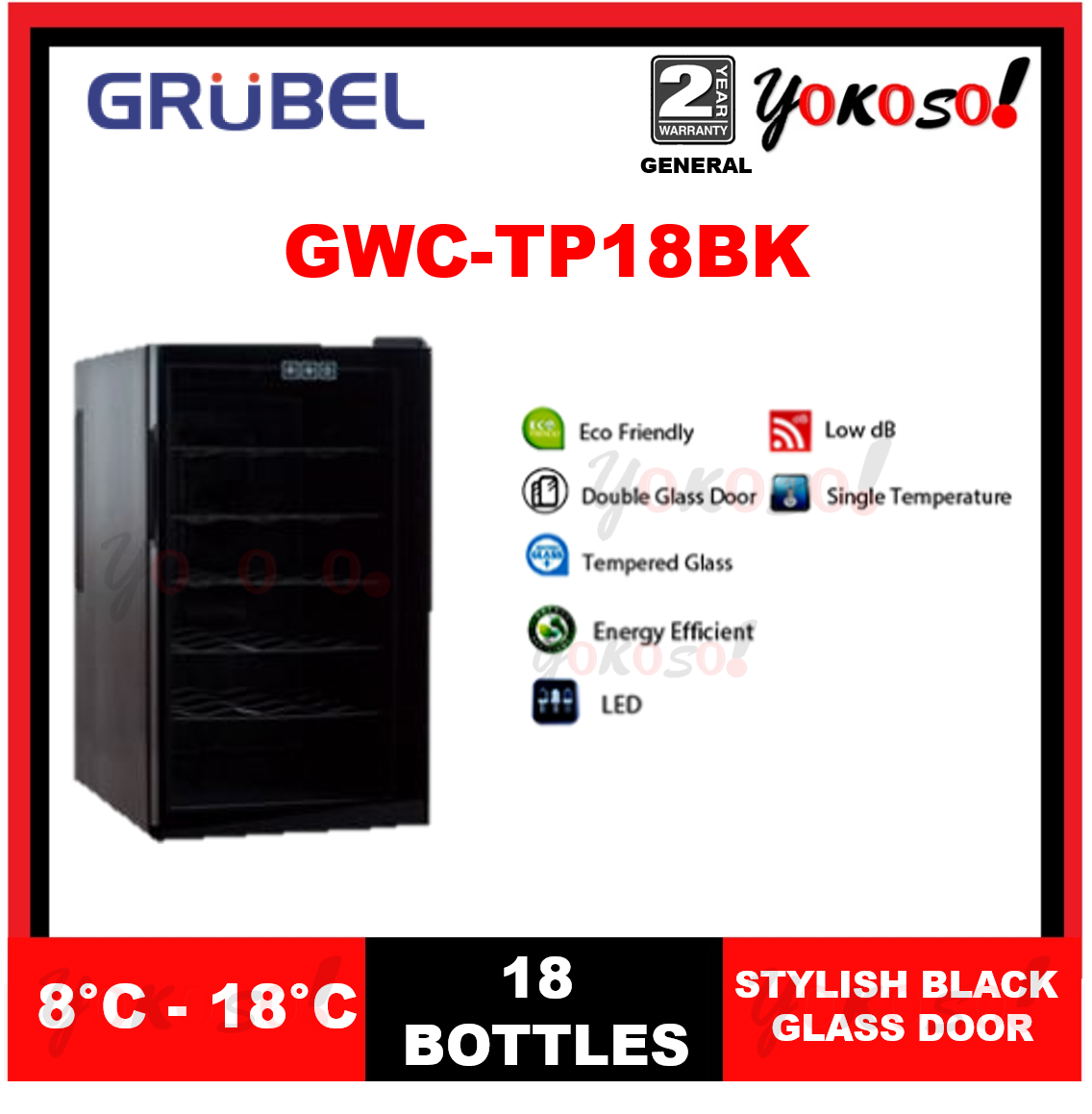 Grubel GWCTP18BK Wine Chiller ( 18 Bottles) Lazada