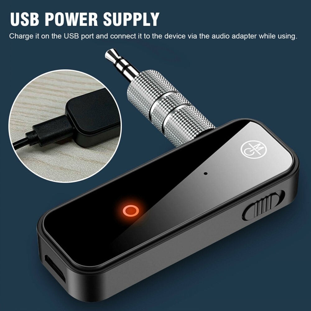 Bluetooth-compatible 5.0 2 in 1 Transmitter Receiver Car Wireless Audio Adapter USB 3.5mm Aux