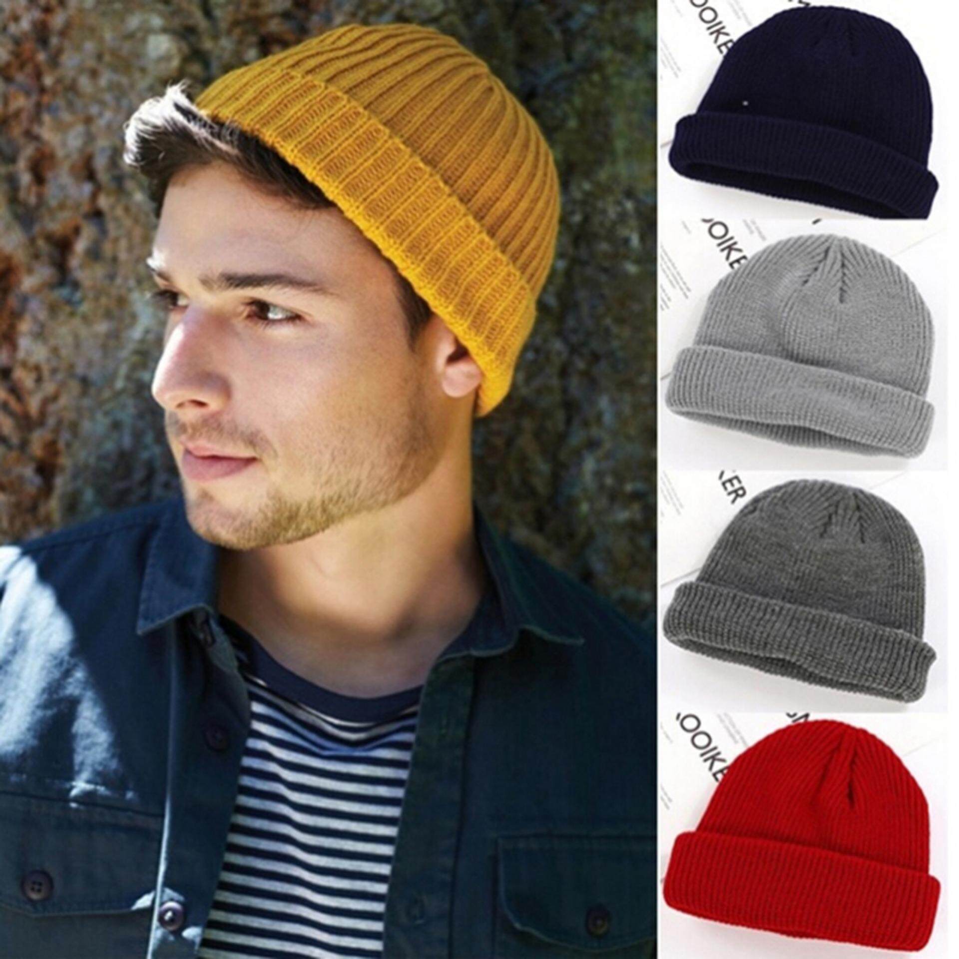 1pc Unisex Men Women Beanie Hat Warm Ribbed Winter Turn Ski Fisherman