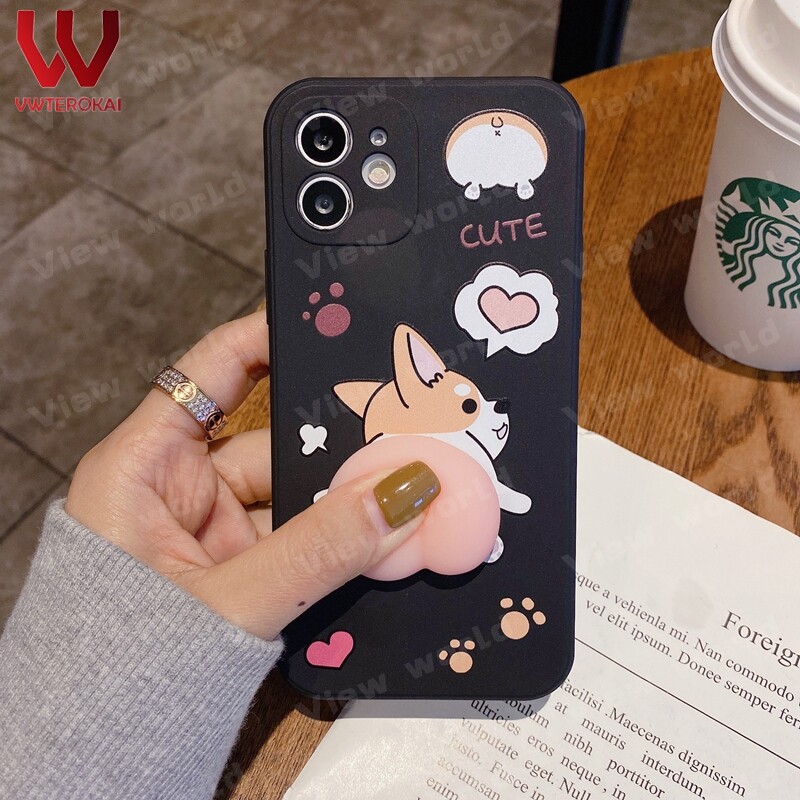 3D Squishy Pinch Soft Case For Iphone 6S Plus Iphone 7 8Plus XR XS Max Iphone 11 Pro Max  12 Pro Max 13 Pro Max 14 pro max 15 pro max 14 plus 15 plus Crayon Shin-chan Corgi Funny Shockproof Phone Back Cover Case