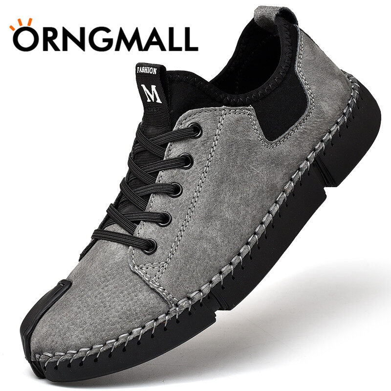 ORNGMALL Men's Handmade Casual Shoes Fashion Sneakers Cow Leather Men Casual Leather Shoes Student wild Sneakers Big Size  38-46