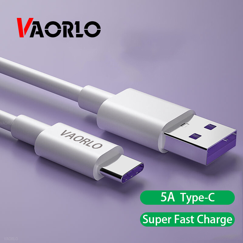VAORLO 5A Type-C Charging Cable Super Charge For Huawei Fast Charging Support Data Transmission 1M 2M For Xiaomi Oppo Vivo Charger Cable