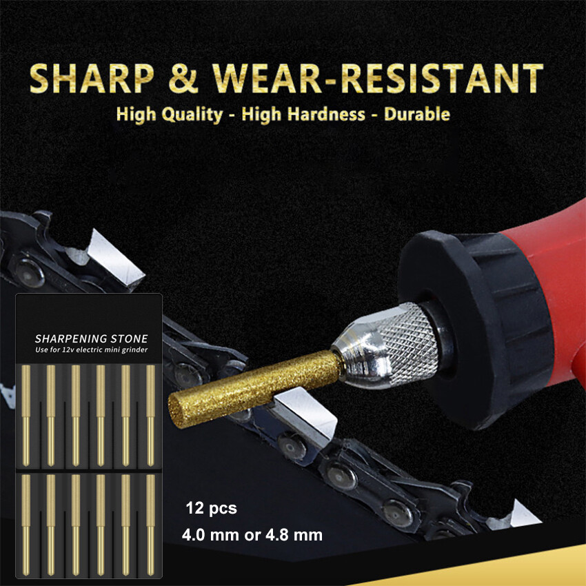 12pcs Chainsaw Chain File Electric Chain Saw Sharpener Chain Machine Sharpener Emery Grinding Head