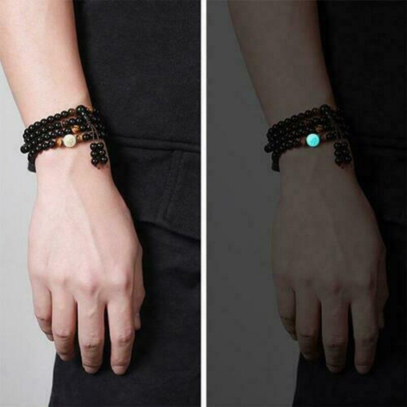 【PrettySet】 Vòng Tay Huỳnh Quang Obsidian Nhiều Vòng Vòng Tay Hạt Đá Dạ Quang Cặp Đôi Rồng Hoàng Đạo Vòng Tay May Mắn Nhiều Vòng Chuyển Giao