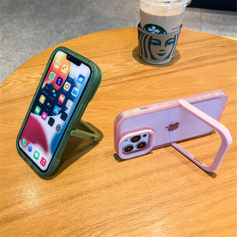 Vô Hình Đế giữ gập ống kính máy ảnh đế dạng nhẫn Trong Suốt Ốp điện thoại cho Iphone 15 14 13 12 11 12pro 13Pro Max Kẹo Mềm Cover Quay Lại