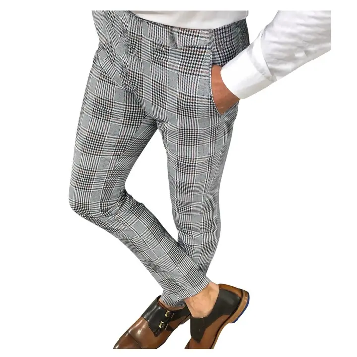 checkered side stripe trousers