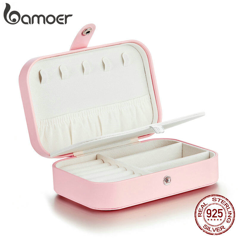 BAMOER Pink Multi-function PU Leather Jewelry Box Storage Box Ring Display Case Lady Storage Box Cage Only BZ0065