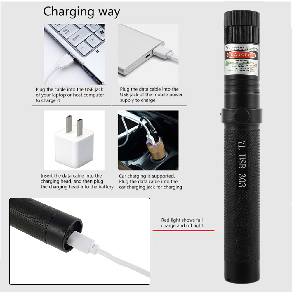 Đèn Chùm Tia Laser Xanh Lục 303ubs Mạnh Mẽ, Tập Trung Điều Chỉnh Lazer Với Bút Laser, Đầu Trận Đấu Bùng Cháy